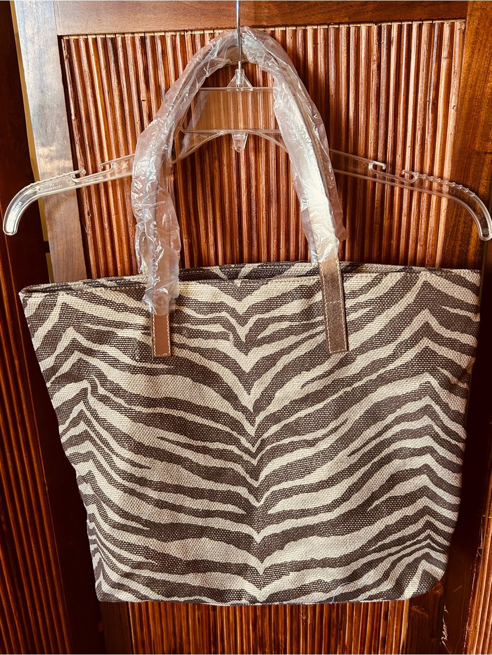 Michael Kors Zebra-Print Canvas Tote in Beige and Brown - Picture 6 of 7